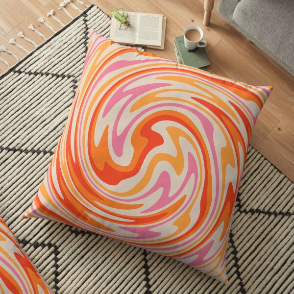 70s Retro Swirl Color Abstract Floor Pillow