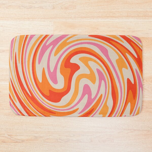 70s Retro Swirl Color Abstract Bath Mat