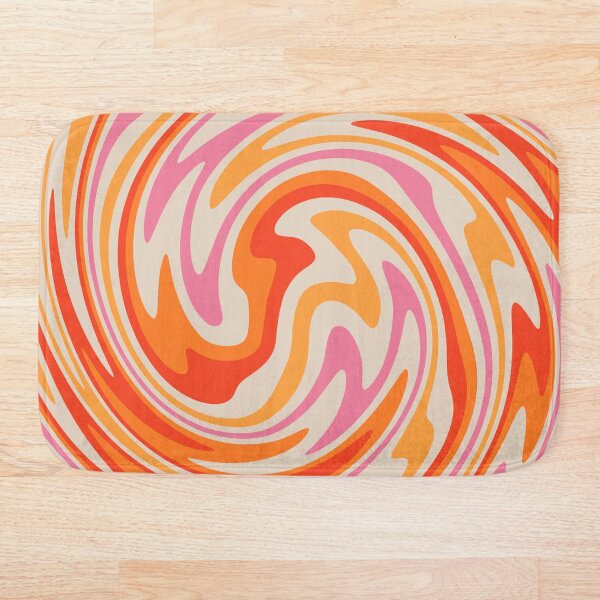 70s Retro Swirl Color Abstract Bath Mat