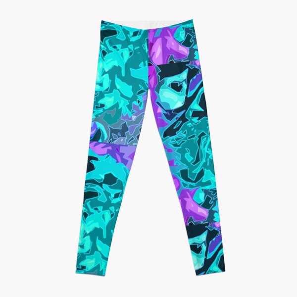Abstract Teal and Purple Design Leggings