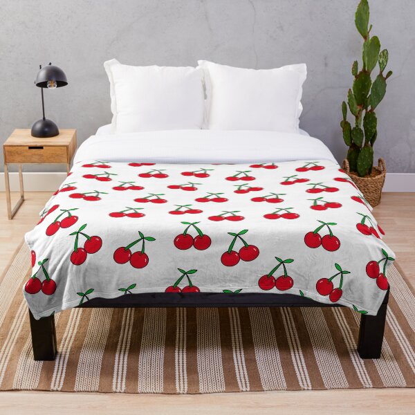 Cherries 1 (on white) Throw Blanket
