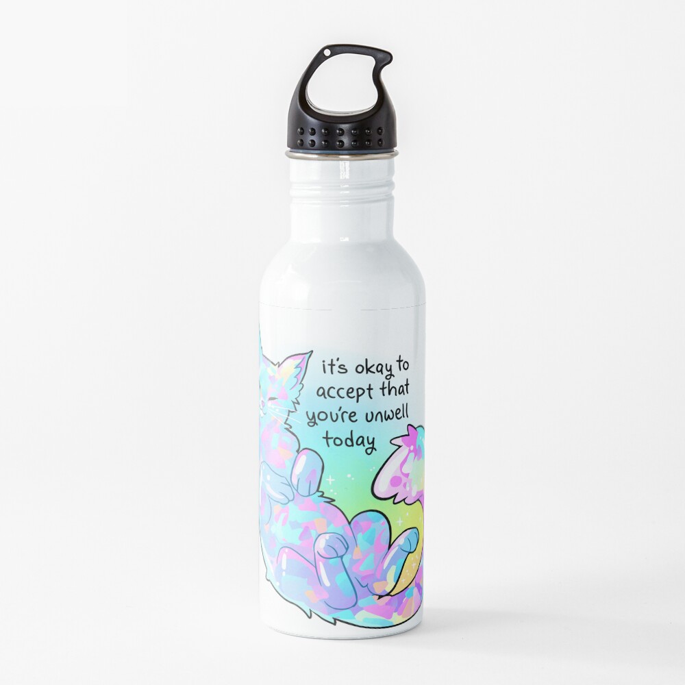 "It's okay to accept that you're unwell today" Opal Cat Water Bottle