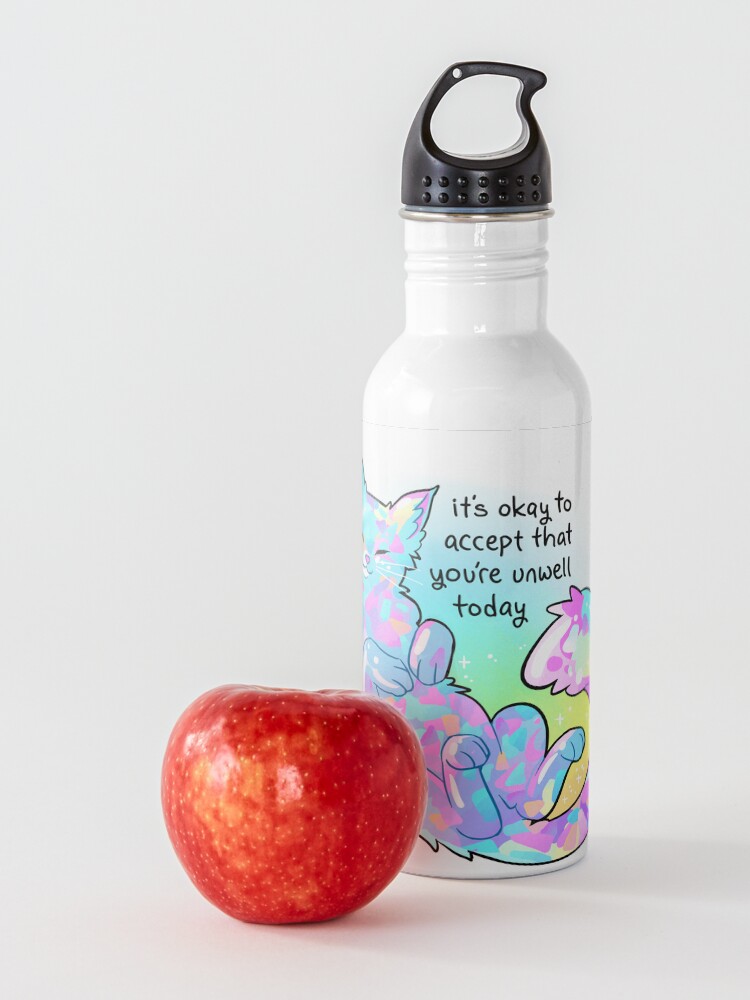 Alternate view of "It's okay to accept that you're unwell today" Opal Cat Water Bottle