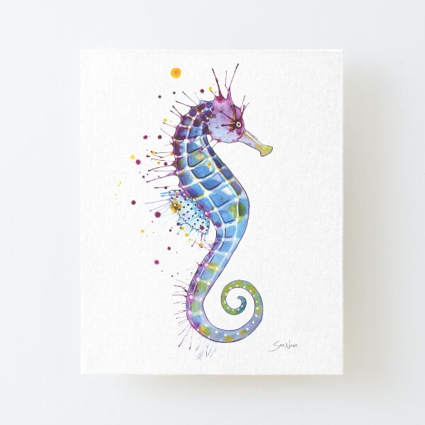 Seahorse - Purple Canvas Mounted Print