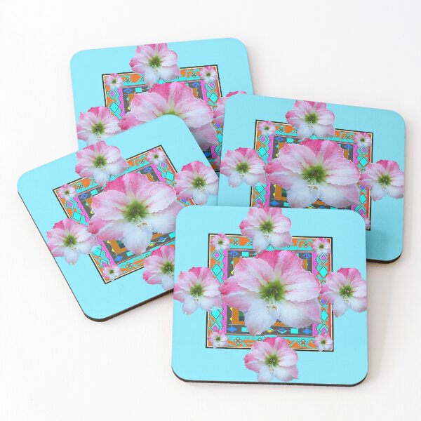 Item preview, SOUTHWEST STYLE PINK & WHITE AMARYLLIS TURQUOISE PATTERNS designed and sold by sharlesart.