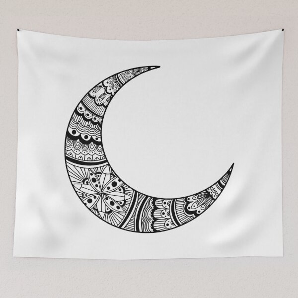 Item preview, Zentangle Moon Waning Cresent - Black designed and sold by MysticMagpie.