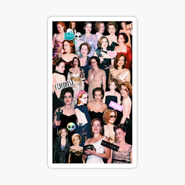 Gillian Andersons roter Teppich aus den 90ern sieht aus wie eine Collage Sticker