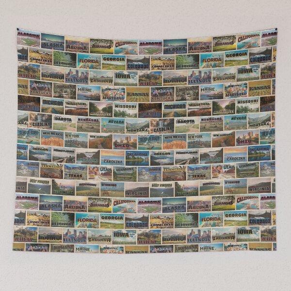 Item preview, Greetings from America - Vintage Travel Postcard Pattern designed and sold by fromthereco.