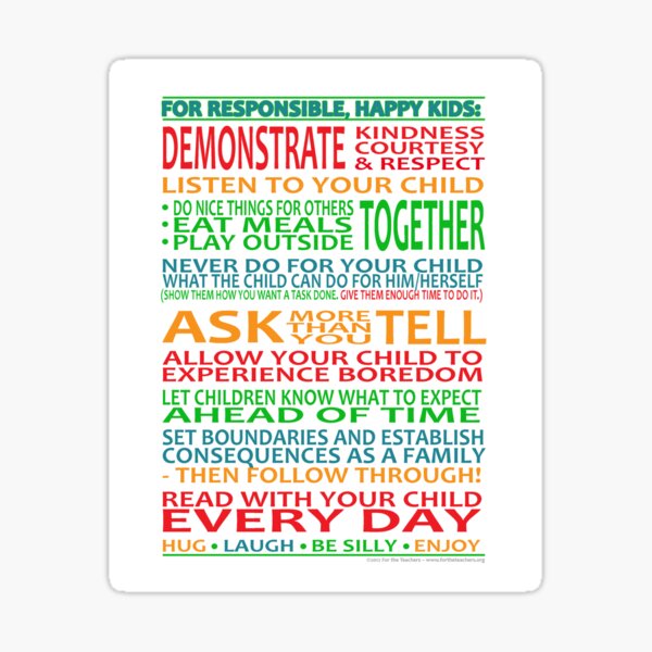 For Responsible, Happy Kids! Sticker