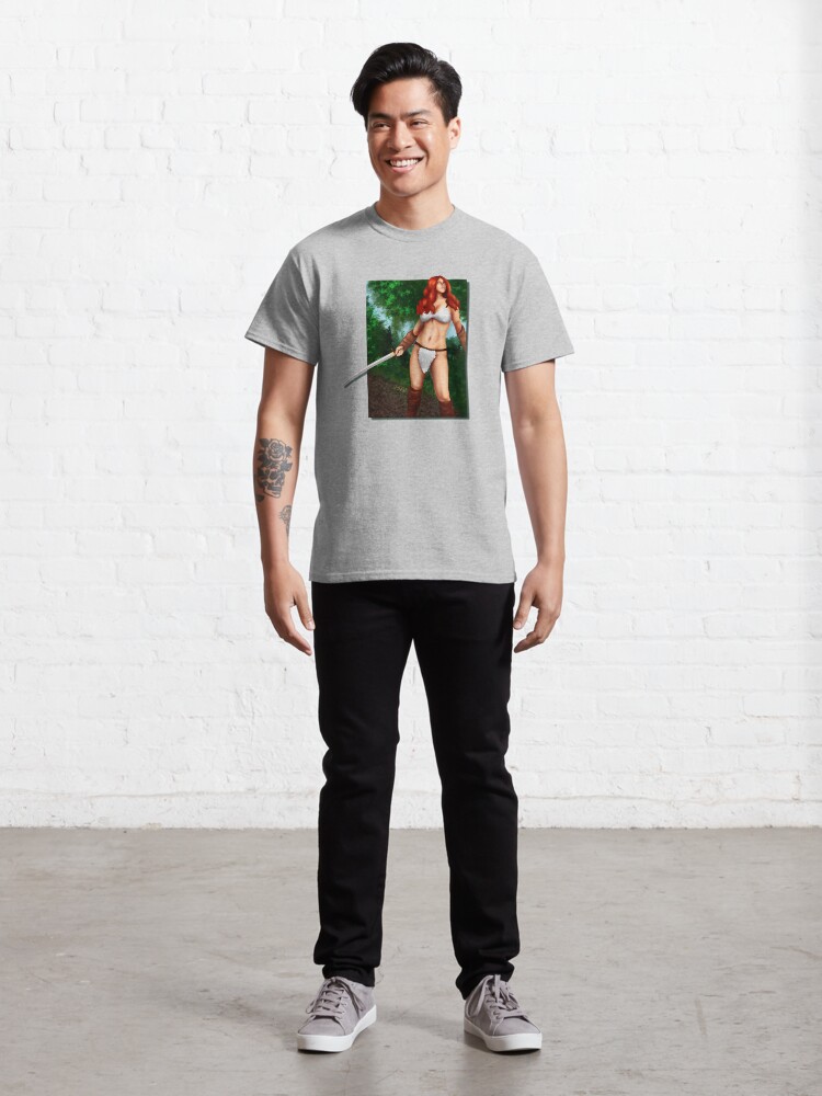 Alternate view of Red Haired Barbarian Babe Classic T-Shirt