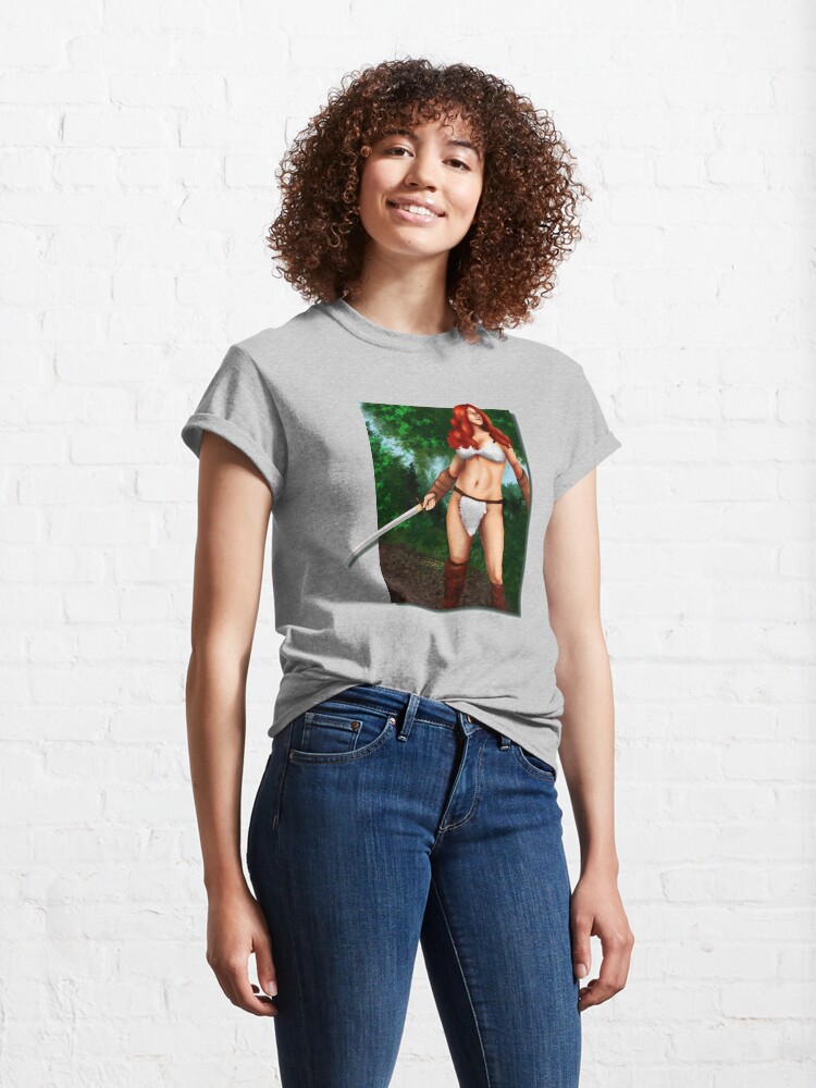 Alternate view of Red Haired Barbarian Babe Classic T-Shirt