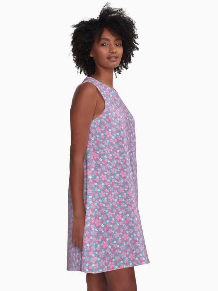Alternate view of Sakura Chevron in Teal A-Line Dress