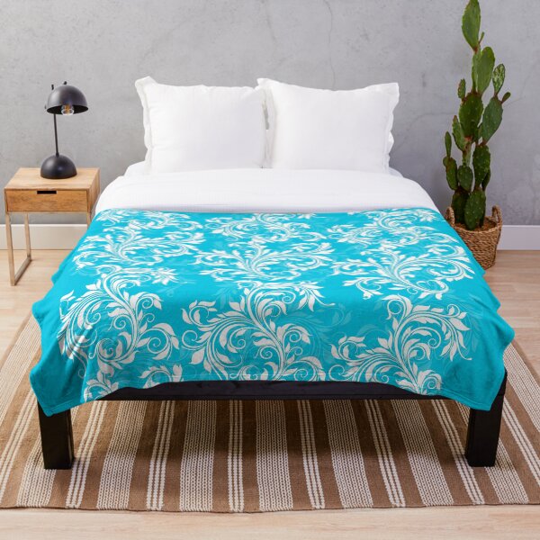 Item preview, Turquoise, Aqua, White, Leaves, Flourishes designed and sold by NiteOwlStudio.