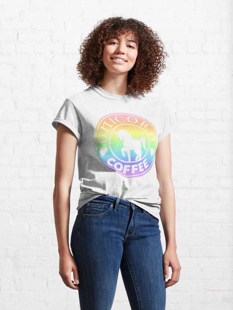 Classic T-Shirt, Rainbow Unicorn Coffee designed and sold by CanisPicta