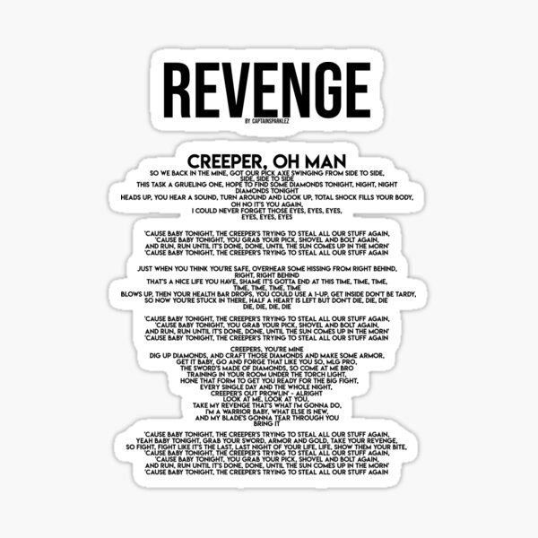 Creeper Aw Man Lyrics Sticker By Artsylab Redbubble - roblox revenge lyrics