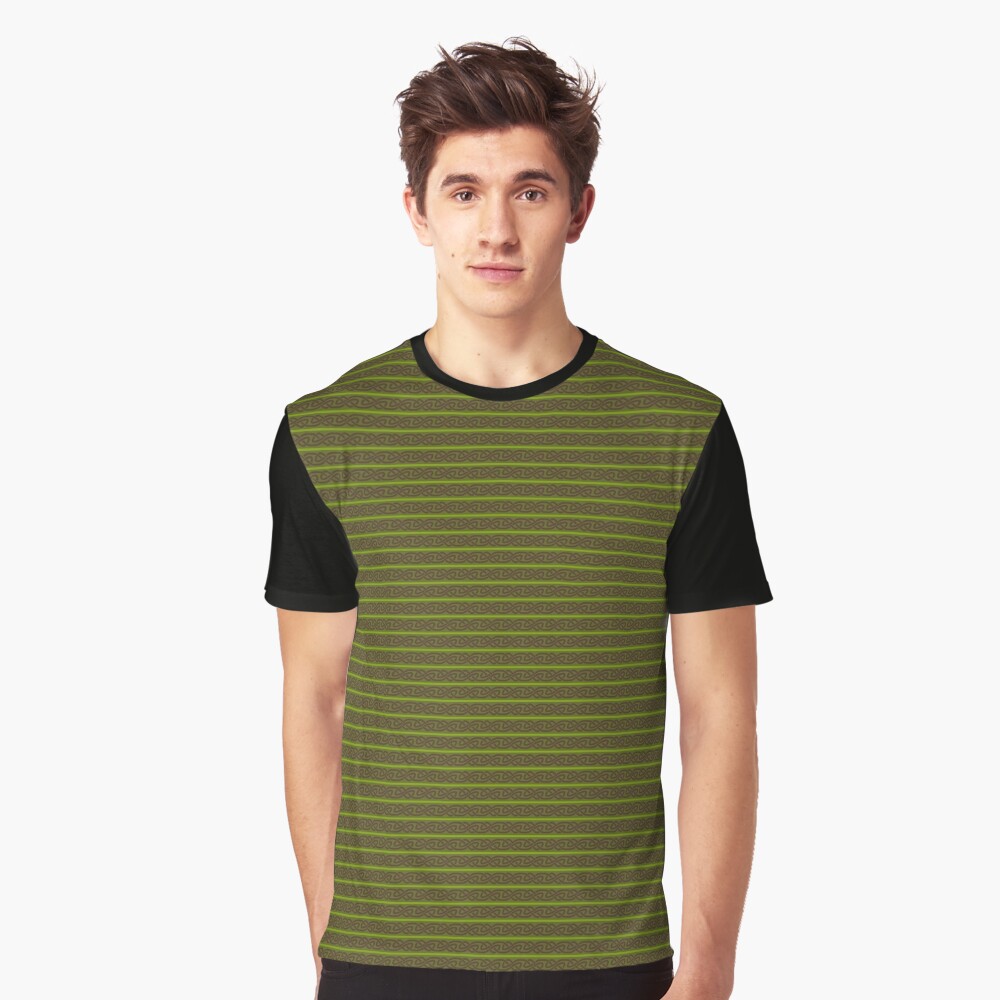 Knotwork and Lines - Brown and Greens Graphic T-Shirt