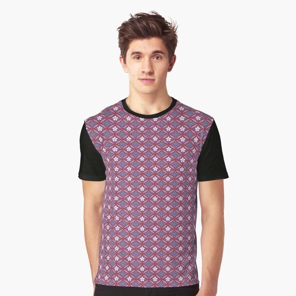 Asian Traditional Inspired in Violet Red and Pink Graphic T-Shirt