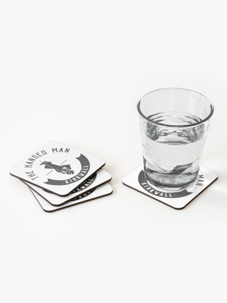 Alternate view of The Hanged Man Pub Logo | Dragon Age 2 | Black Logo Coasters (Set of 4)