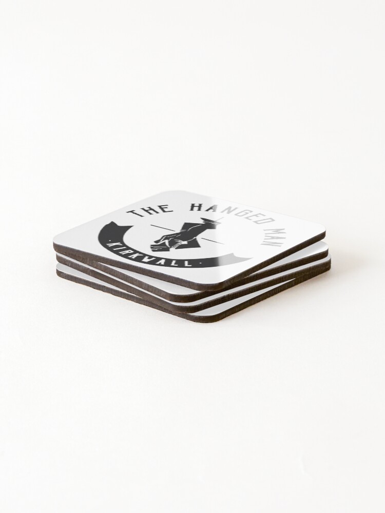 Alternate view of The Hanged Man Pub Logo | Dragon Age 2 | Black Logo Coasters (Set of 4)
