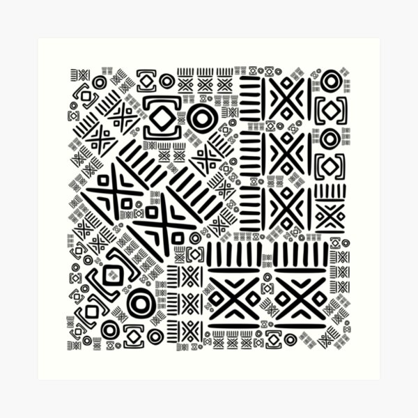 Ethnic African Pattern- Black and White #8