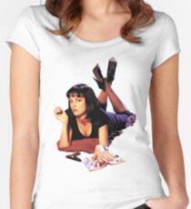 Camiseta entallada de cuello ancho Uma Thurman Pulp Fiction Trasparent Png