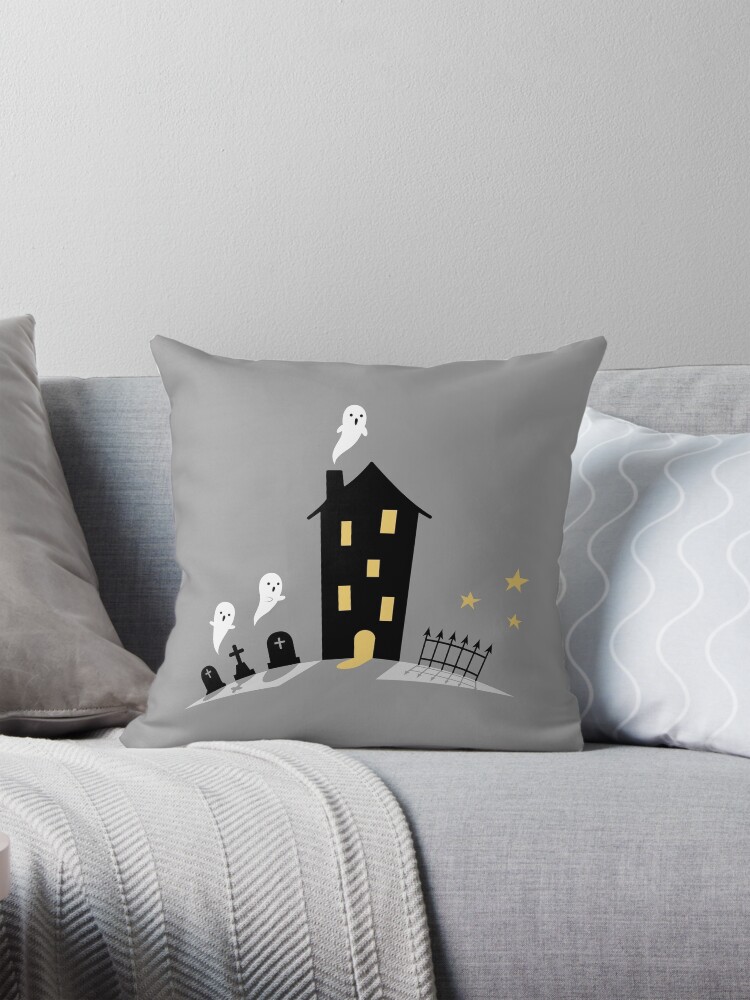 Thumbnail 1 of 4, Pillow, Haunted house designed and sold by petitspixels.