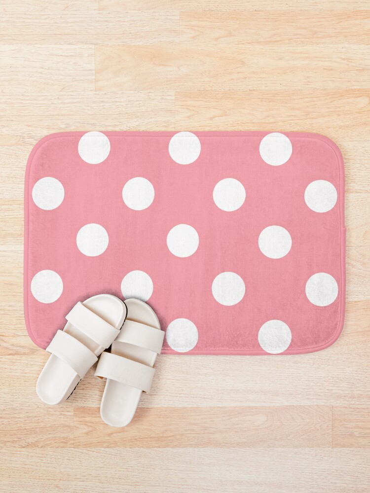 Pale Pink Polka Dots Pretty Cute Girls Pattern Bath Mat By