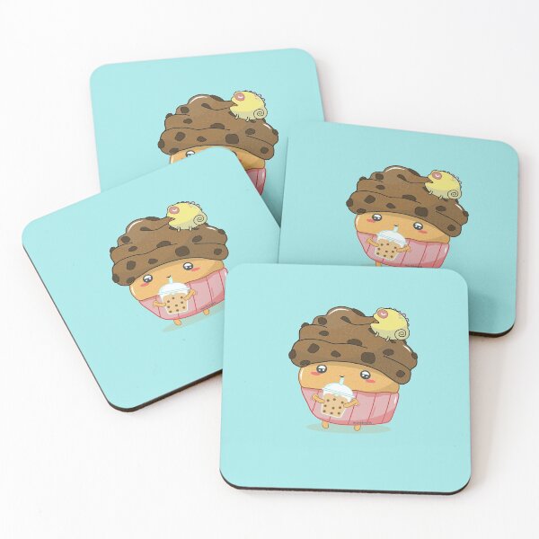 Item preview, monkimonk Cute Muffin with Kamil the Chameleon and Bubble Tea  designed and sold by monkimonk.