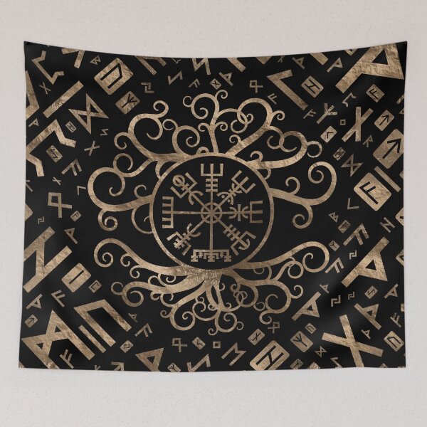 Item preview, Vegvisir Tree of life Yggdrasil and Runes designed and sold by k9printart.