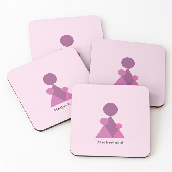 Item preview, motherhood. three geometric women figures stand together on pink background designed and sold by Vgdesign4.