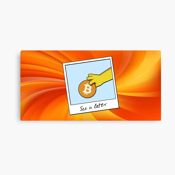 Bitcoin wir sehen uns später orange radial Leinwanddruck