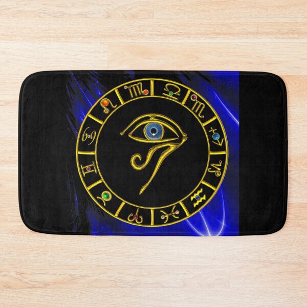 Item preview, ASTRAL HORUS EYE ,BLUE TALISMAN GOLD ZODIACAL SIGNS CHART designed and sold by BulganLumini.