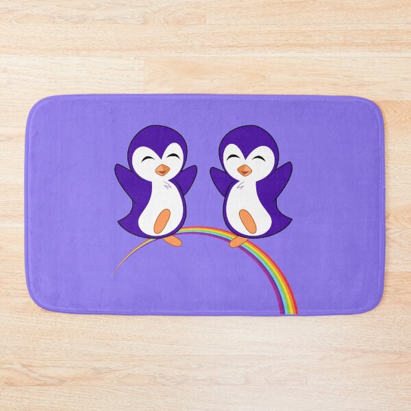 Item preview, Cute Purple Penguins on a Happy Rainbow designed and sold by Epic Love Designs.