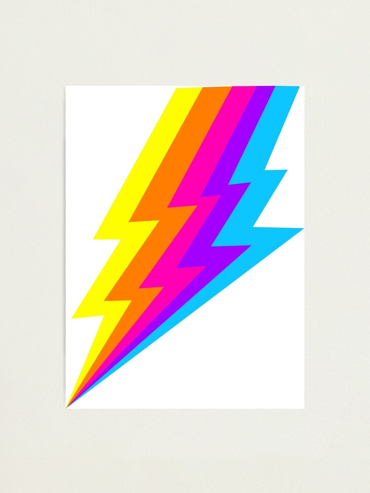 Neon Rainbow Lightning Bolt Photographic Print By Dddesignsnj Redbubble