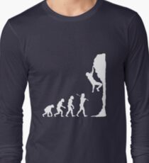 Rock climbing evolution geek funny nerd Long Sleeve T-Shirt