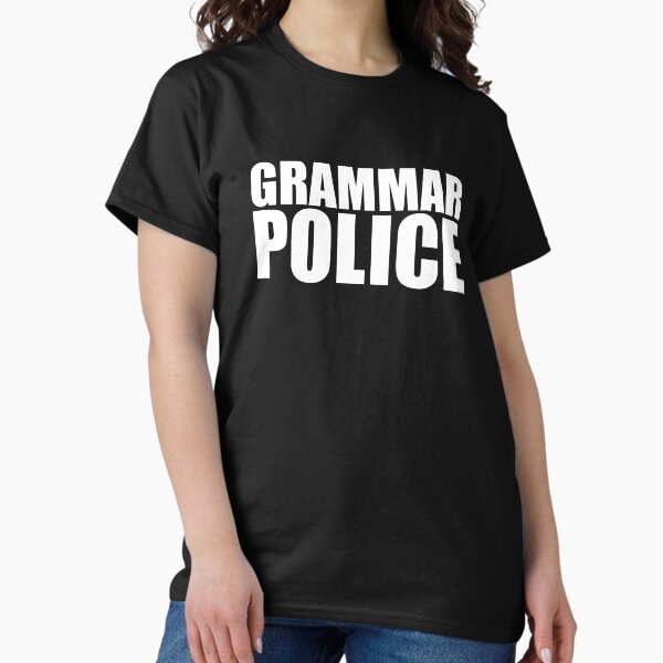 Vista previa del artículo con la obra «Gramática Gramática de la policía Gramática de corrección nazi», diseñado y vendido por losttribe.