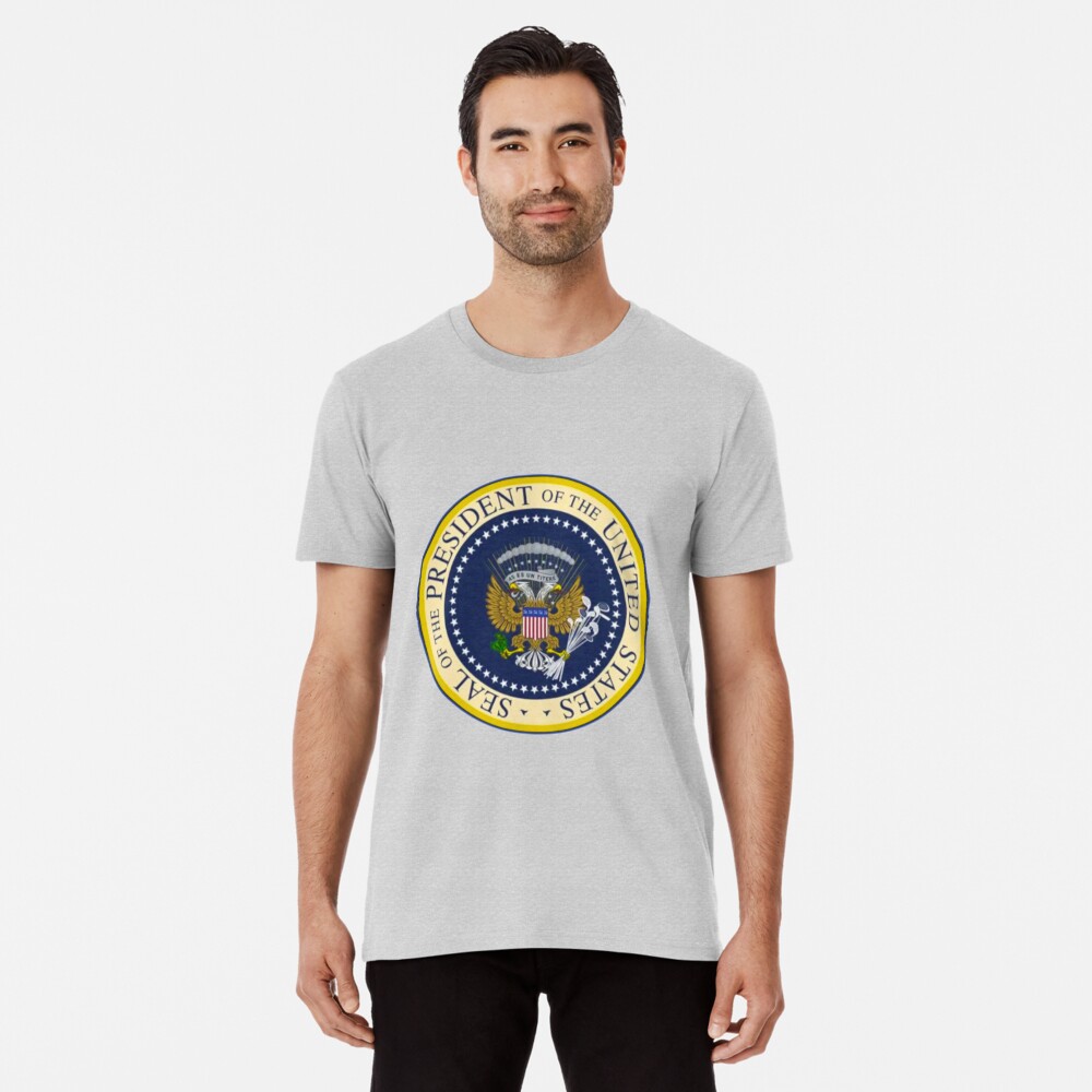 Fake Presidential Seal Tee With Golf Clubs, 45 Es Un Titre, and Russian Eagle. Premium T-Shirt