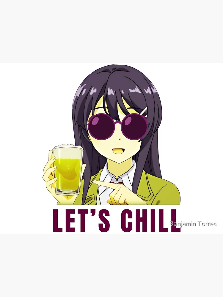 funny let s chill with beer anime girl senpai meme greeting card by benjamintorres redbubble redbubble