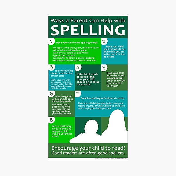 Ways a Parent Can Help with Spelling Photographic Print
