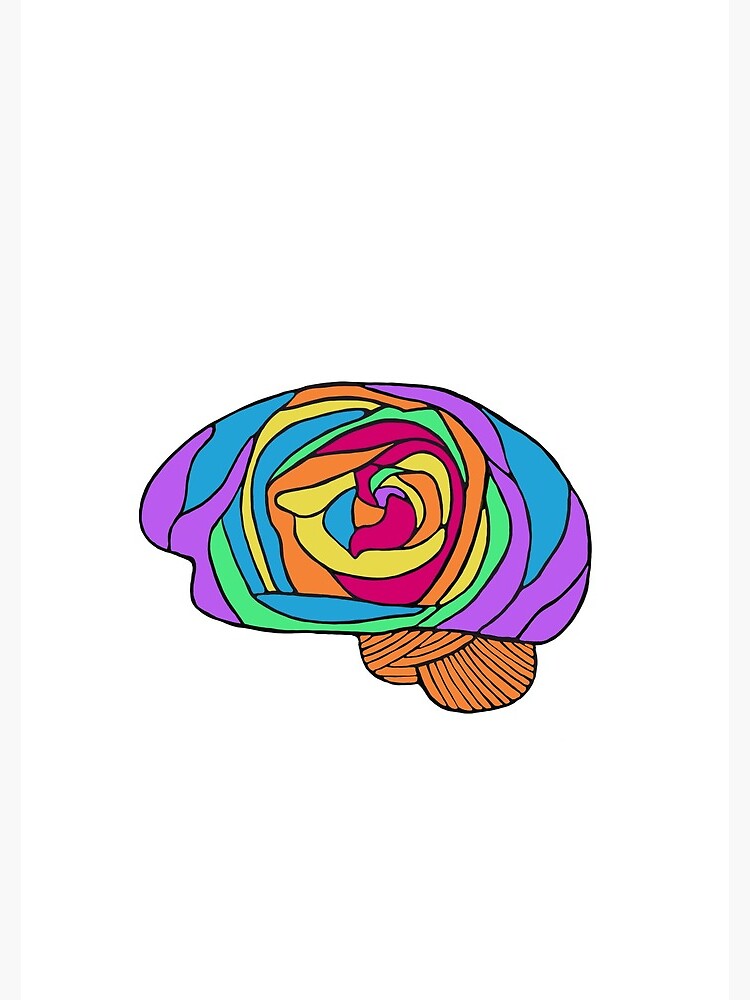 Rainbow Rose Brain - Digital Art Flower Brain in Rainbow colors by Laurabund