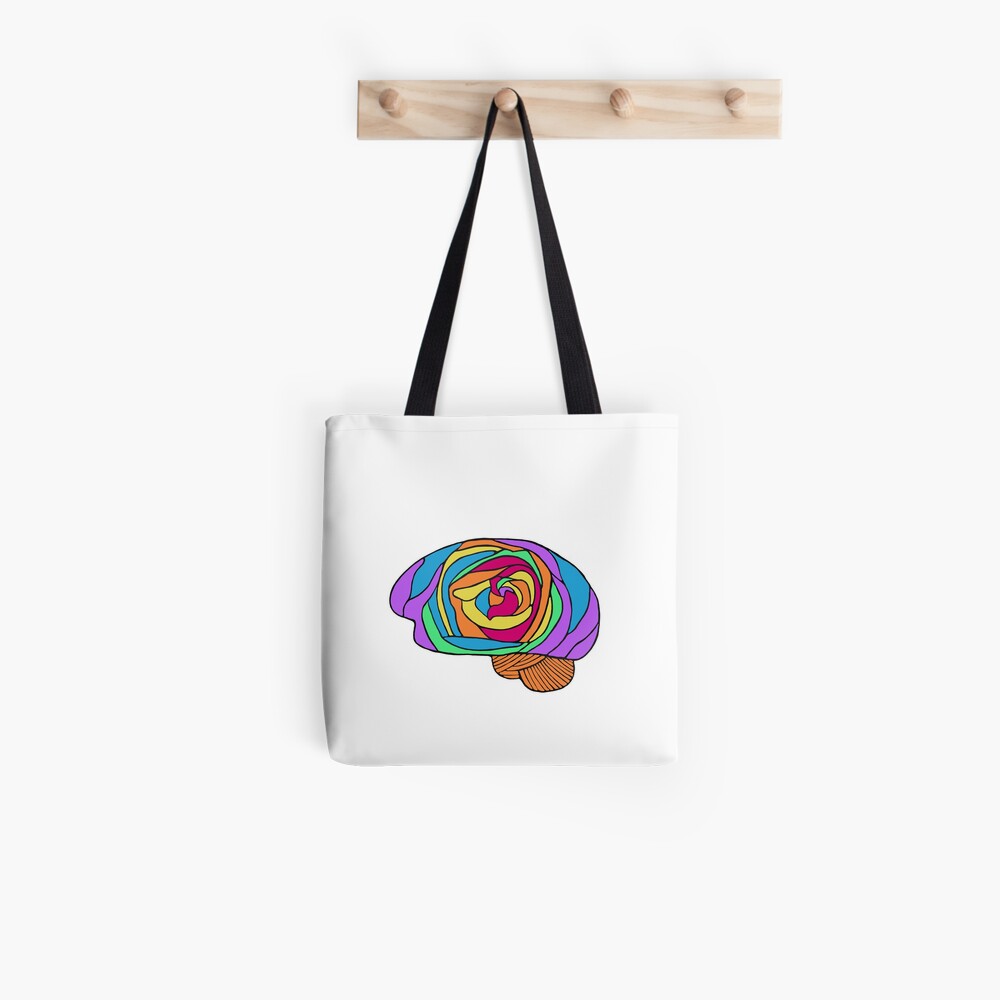 Rainbow Rose Brain - Digital Art Flower Brain in Rainbow colors Tote Bag