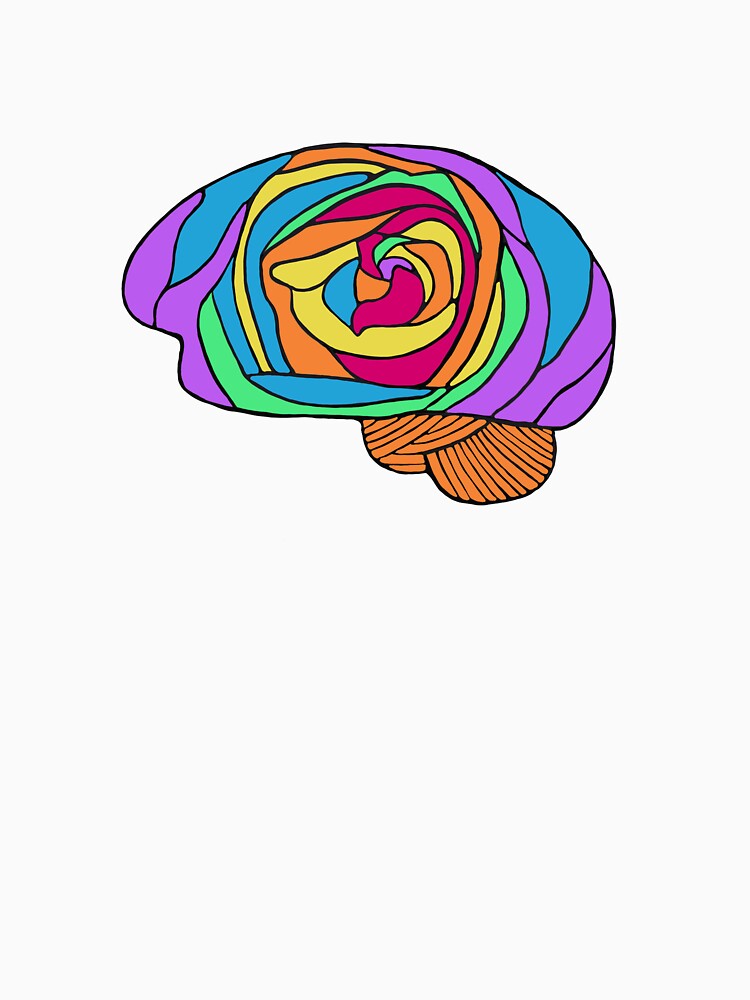 Rainbow Rose Brain - Digital Art Flower Brain in Rainbow colors by Laurabund