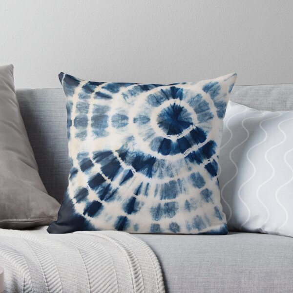 Tie Dye Indigo Circle Burst Throw Pillow