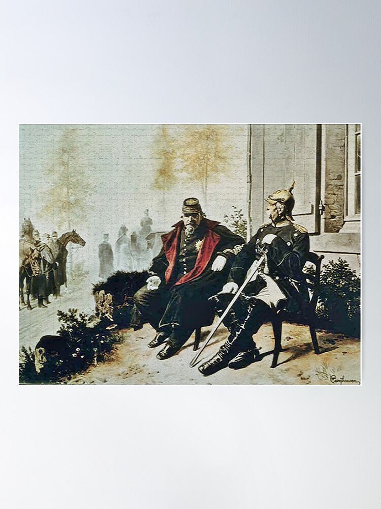 Alternate view of Bismarck and Napoleon III after Prussia defeated the French Poster