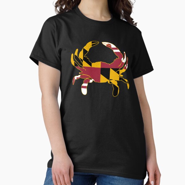 Vista previa del artículo con la obra «Cangrejo de Maryland con bandera vintage - Orgullo de la Bahía de Chesapeake», diseñado y vendido por ericthemagenta.