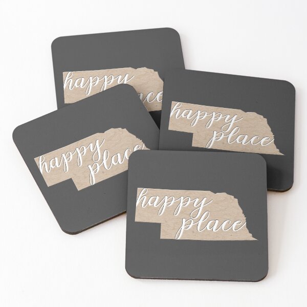 Item preview, Nebraska state silhouette - Nebraska is my happy place in kraft - #nebraska  designed and sold by smooshfaceutd.