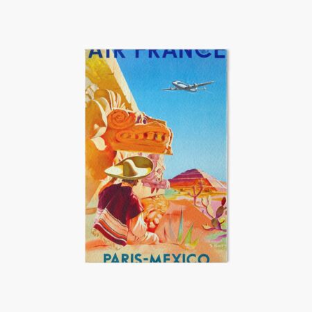 Paris to Mexico - Affiche Vintage Air France Travel Impression rigide