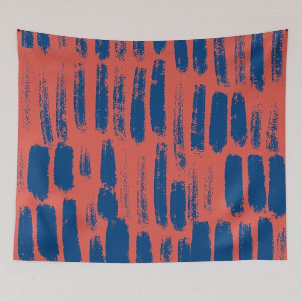 Item preview, Blue brush strokes on red designed and sold by BlertaDK.