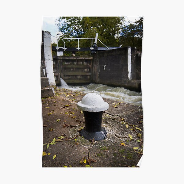 Bollard and leaves Poster