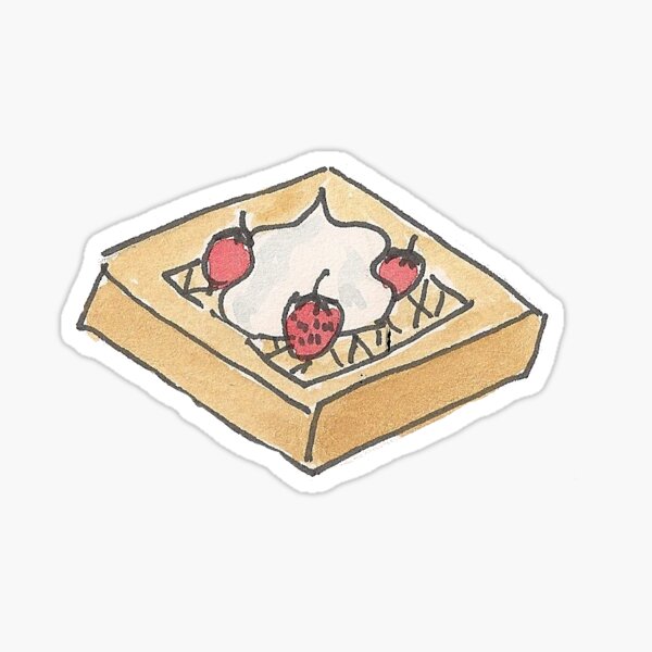 Delicious Strawberry and Whipped Cream Belgium Breakfast Waffle Sticker Sticker